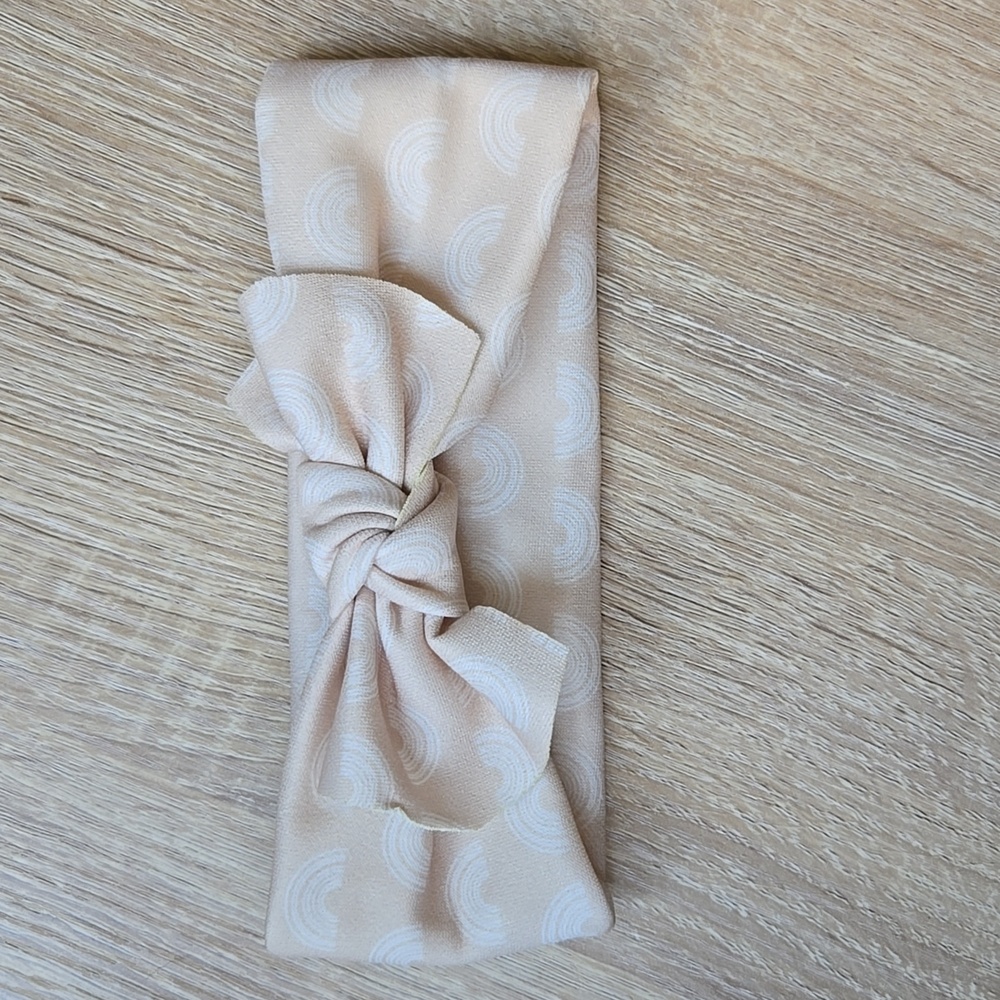 Boho Bowknot Vintage Rainbow Headband Baby Girl Nylon Bow Kids Khaki Hair Turban